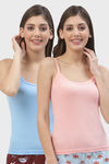 Floret Cotton Camisole (Pack of 2) - Sky Peach — thumbnail 1
